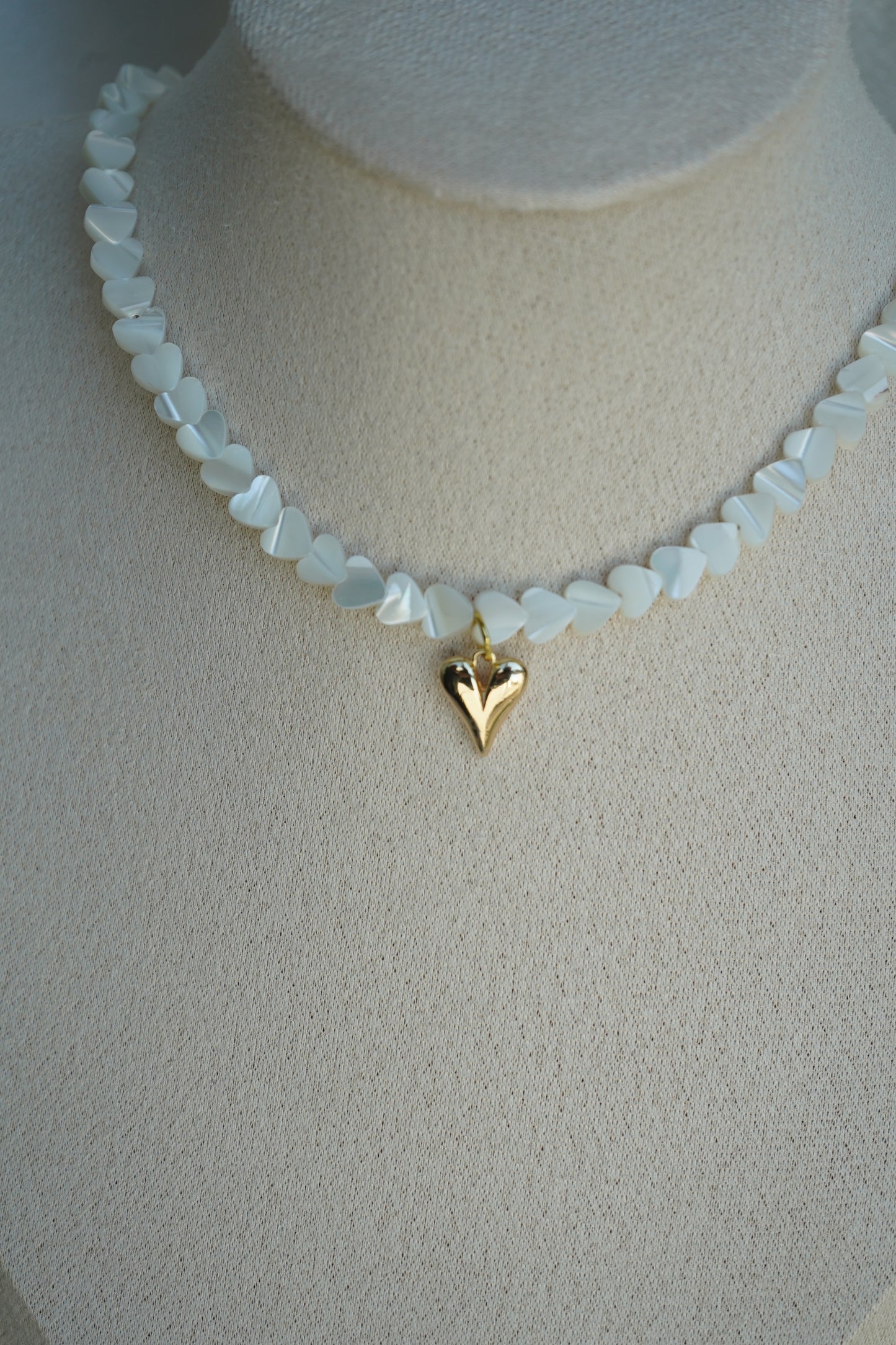 Delicate Mother of Pearl Heart Pendant: Minimalist Golden Whisper Necklace for Everyday Elegance