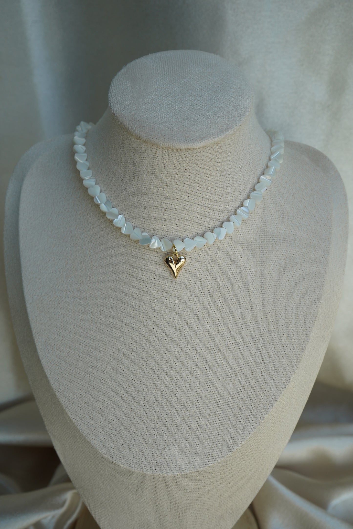 Delicate Mother of Pearl Heart Pendant: Minimalist Golden Whisper Necklace for Everyday Elegance