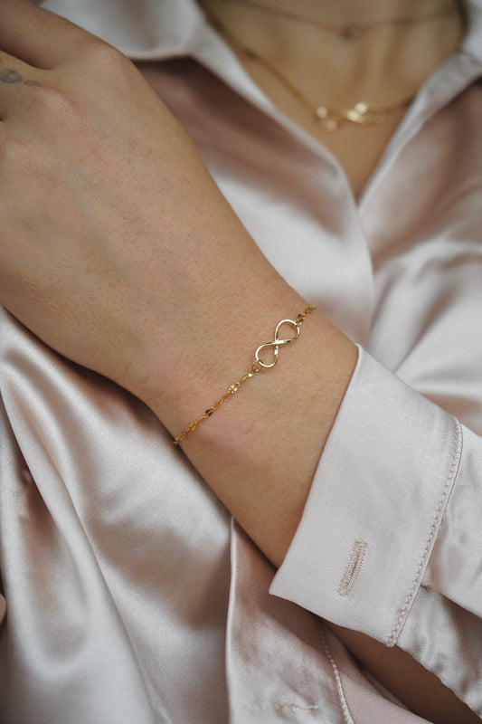 Delicate 14k Gold Infinity Charm Bracelet - Handmade Jewelry Gift for Women, Birthday, Anniversary