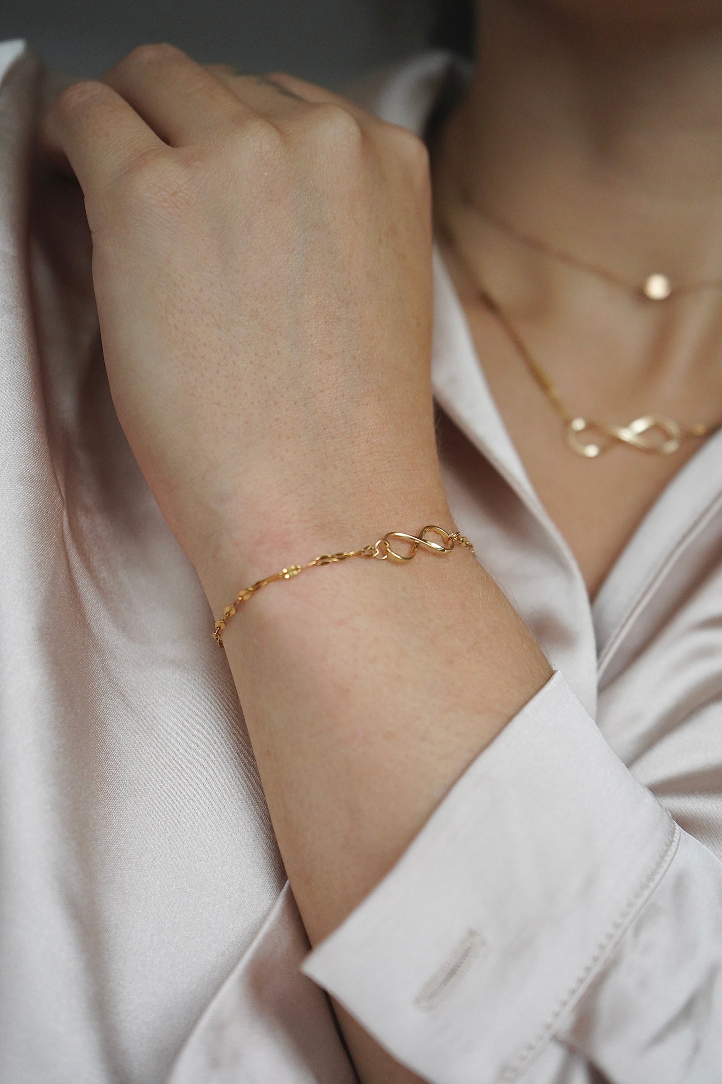 Delicate 14k Gold Infinity Charm Bracelet - Handmade Jewelry Gift for Women, Birthday, Anniversary