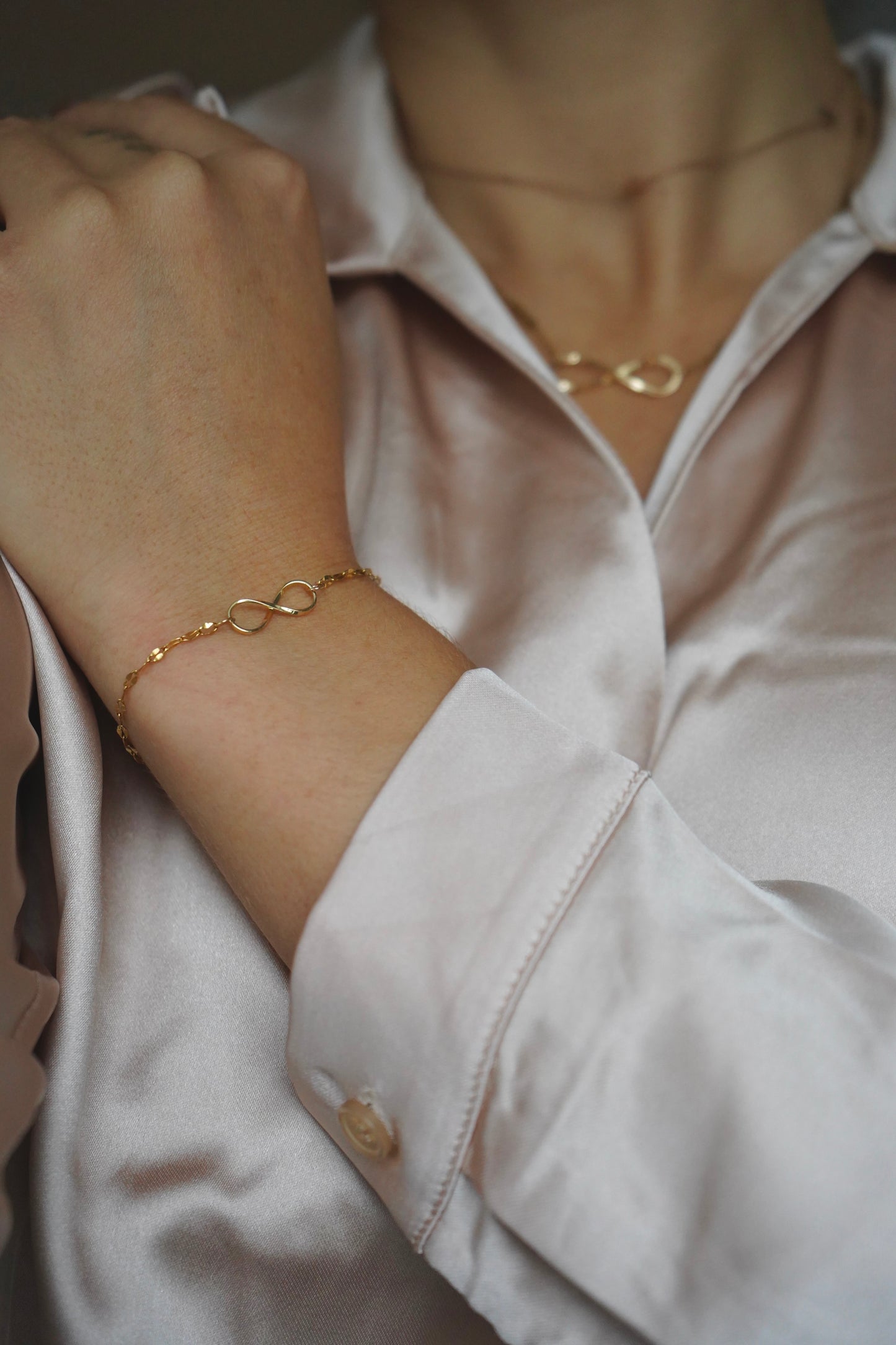 Delicate 14k Gold Infinity Charm Bracelet - Handmade Jewelry Gift for Women, Birthday, Anniversary